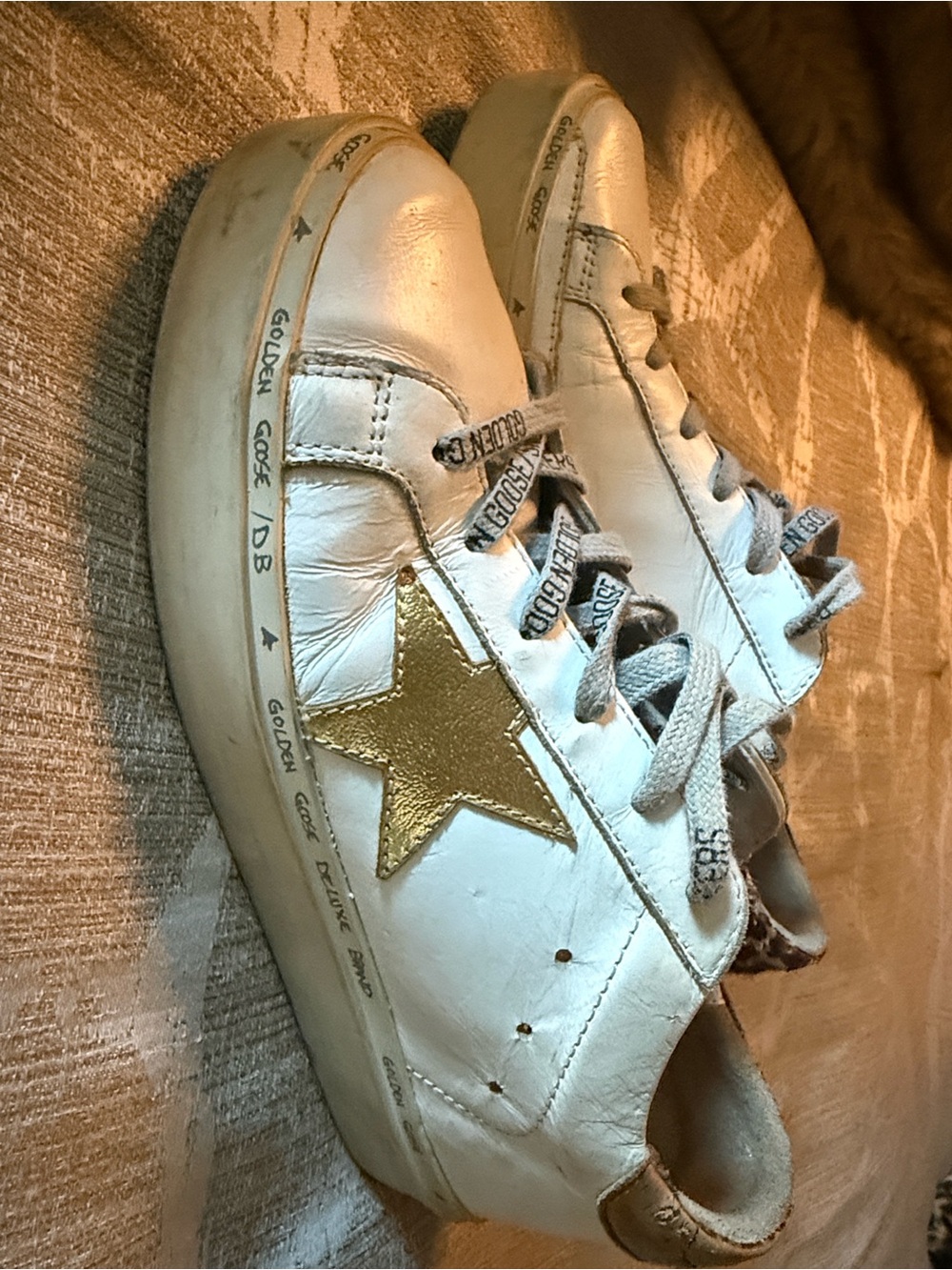 Golden Goose Kids White Sneakers with Gold Star Accent